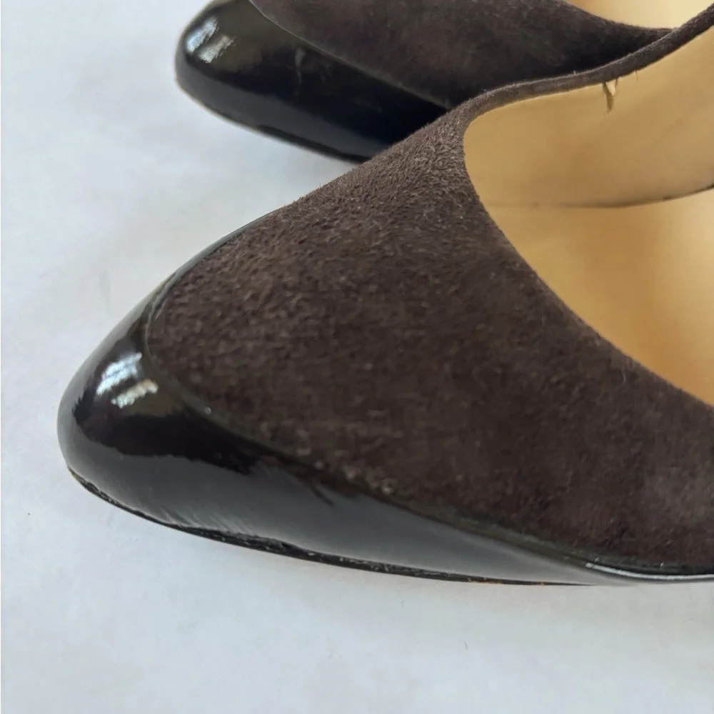 Modern Vintage Brown Suede & Patent Leather Pumps | EU 38.5 | Italy